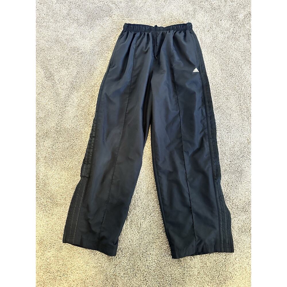 Vintage Y2K Adidas Pants Men Medium Black Windbreaker Joggers Track Baggy Lined
